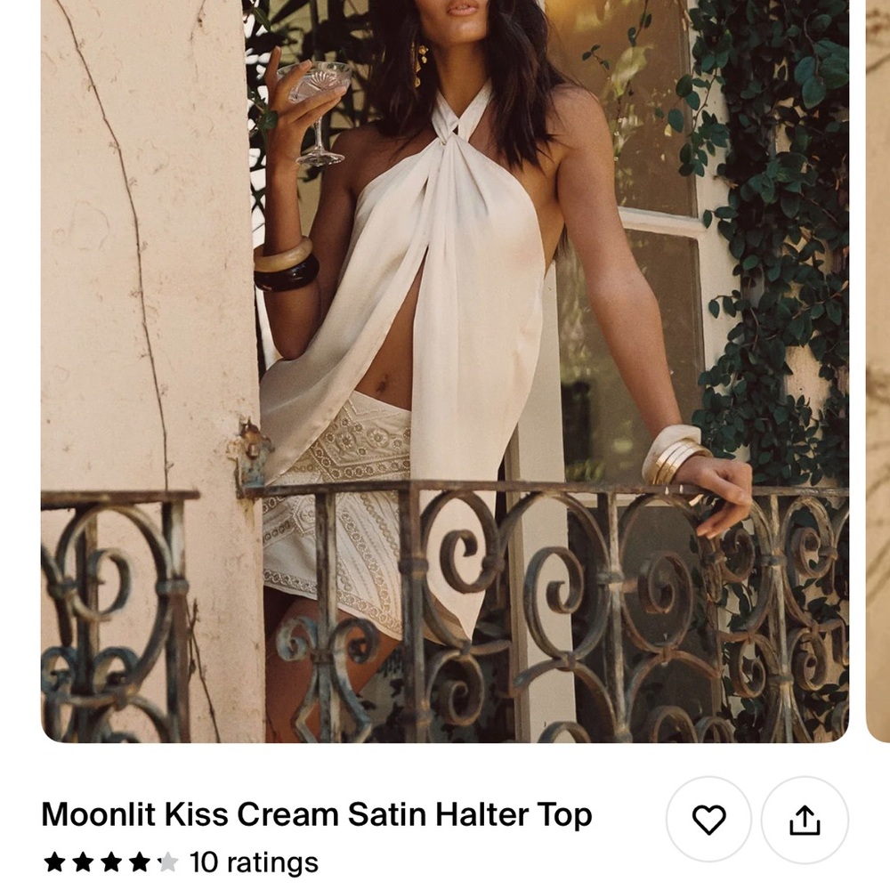 12th Tribe Ivory Satin Halter Blouse
